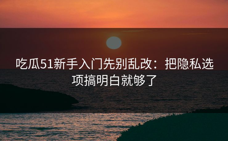 吃瓜51新手入门先别乱改:把隐私选项搞明白就够了 吃瓜51新手入门先别乱改:把隐私选项搞明白就够了