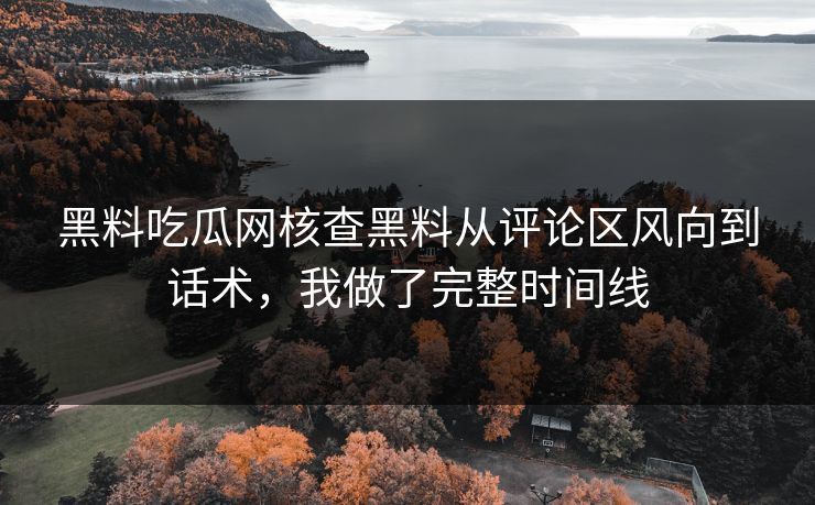 黑料吃瓜网核查黑料从评论区风向到话术，我做了完整时间线
