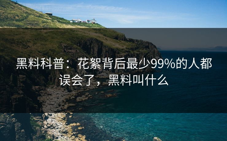 黑料科普：花絮背后最少99%的人都误会了，黑料叫什么