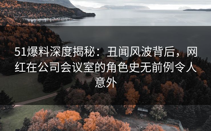 51爆料深度揭秘:丑闻风波背后,网红在公司会议室的角色史无前例令人意外 51爆料深度揭秘:丑闻风波背后,网红在公司会议室的角色史无前例令人意外