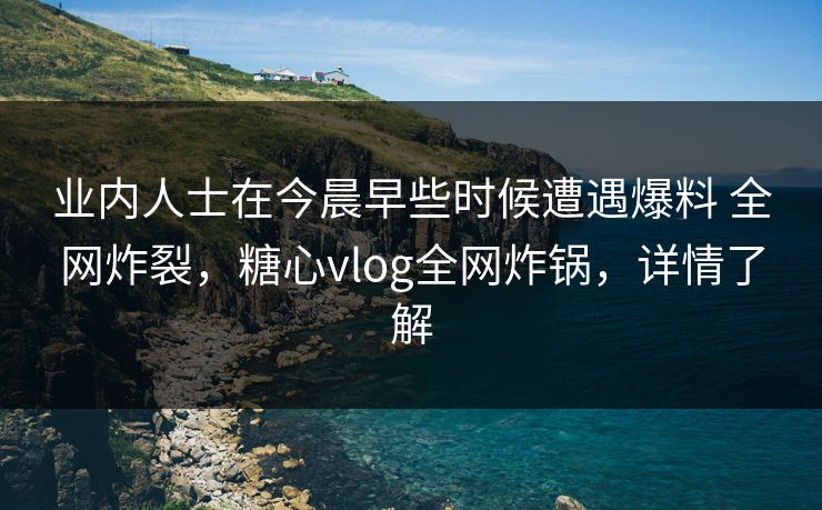 业内人士在今晨早些时候遭遇爆料 全网炸裂,糖心vlog全网炸锅,详情了解 业内人士在今晨早些时候遭遇爆料 全网炸裂,糖心vlog全网炸锅,详情了解